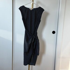 Michael Michael Kors Navy Polka Dot Draped Sheath Dress – Size 2